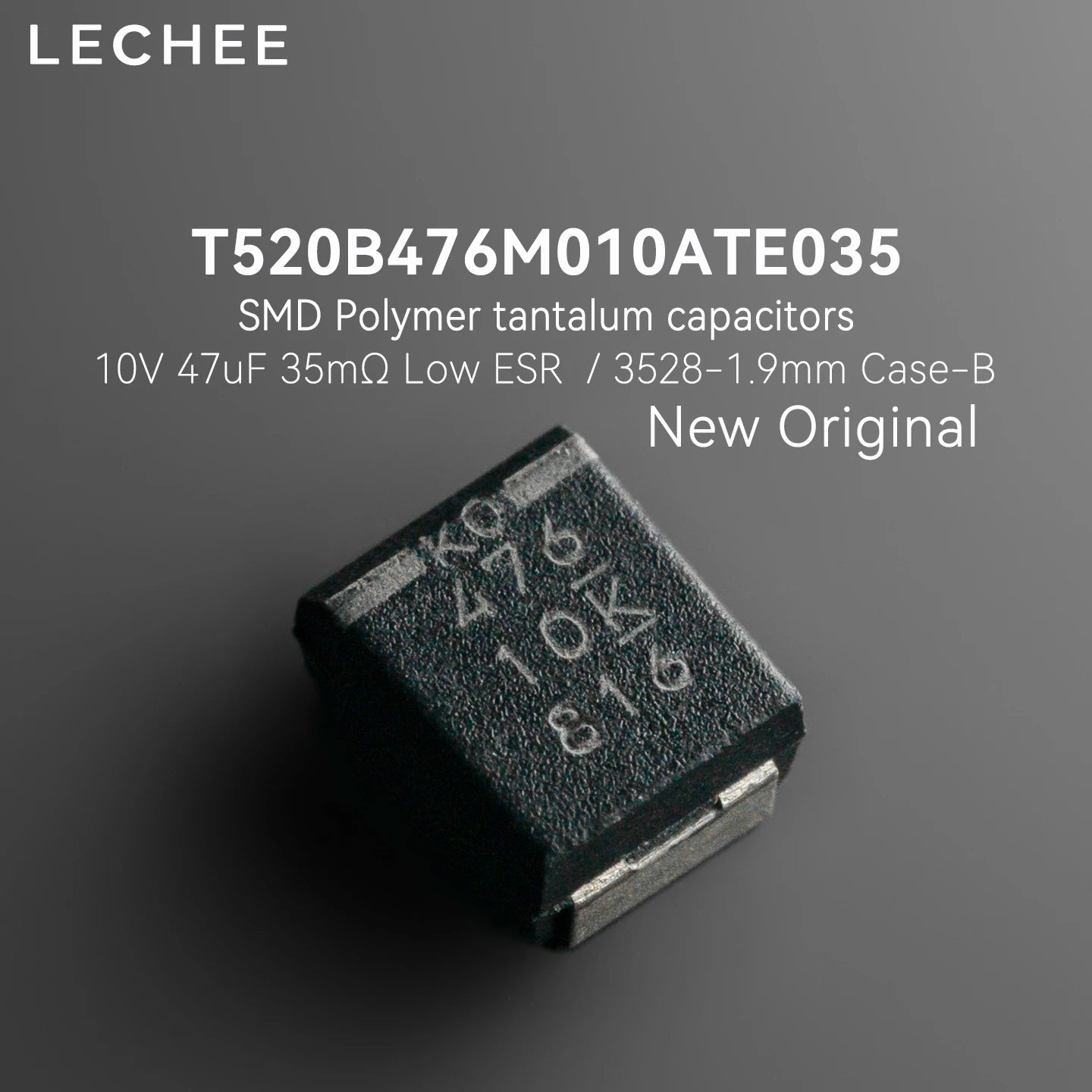 5pcs/lot 10V 47uF 35mR T520B476M010ATE035 SMD Polymer Solid Tantalum Capacitors Low ESR 3528 CASE-B New Original
