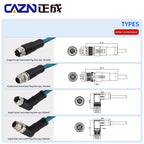 Factory M12 8 Pins X Code Molded Plug Male Female Straight  Angled to Open Ethernet Cable CAT5E 6A PVC PUR Data Type Connectors