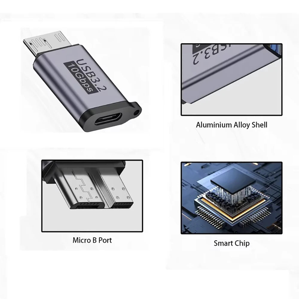 USB C 3.0 Micro B Male to Type C Female Adapter Type-C To Micro B Connector for Laptop External Hard Drive Disk Box Samsung S5