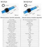 Cylindrical capacitive proximity switch with plug-in connector for detecting material liquid level with non-metallic sensing pla