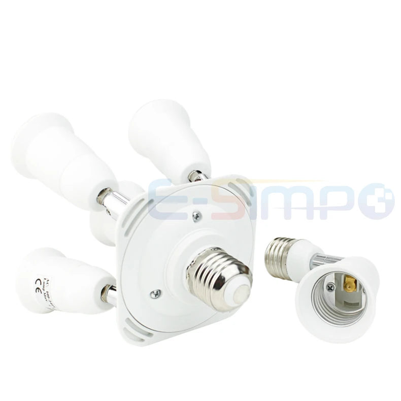 1/3/4/5 in 1 E26 E27 to 3/4/5 E26 E27 Edison Screw LED Lamp Bulb Base Splitter E27 Light Socket Holder Adapter Extender