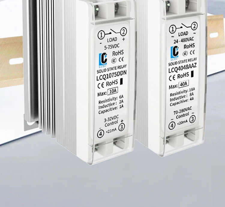 LCTC Solid State Relay DIN Rail Slim SSR 10/15/25/40A 0-10V 0-5V 4-20mA Voltage Regulator Relay With Heat Sink DC-AC DC-DC AC-AC