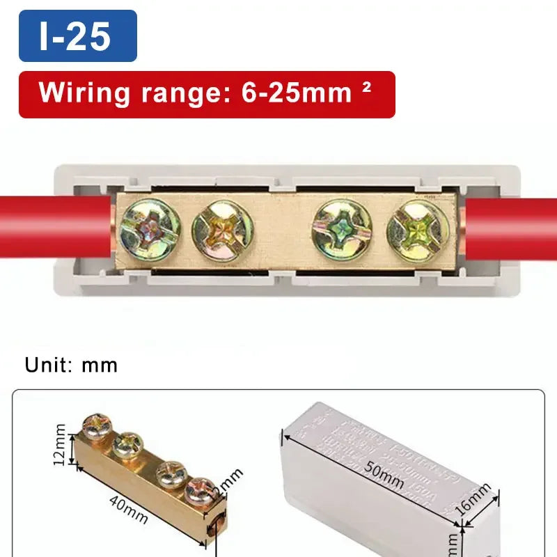 T‑Type Wire Connector ZK Terminal Splitter I-type Brass Clamp Electrical Wire Junction Box for Household Lighting Socket Wiring