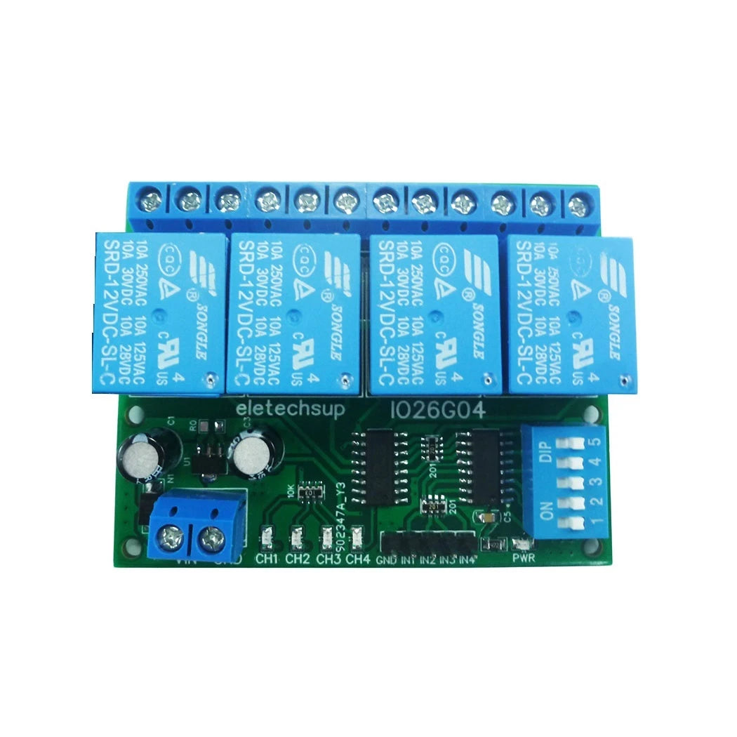 1 PCS 4ch DC 5V 12V 24V DIP Switch Delay Relay Module Flip-Flop Latch Bistable Self-locking Interlock Latch Power Conditioner