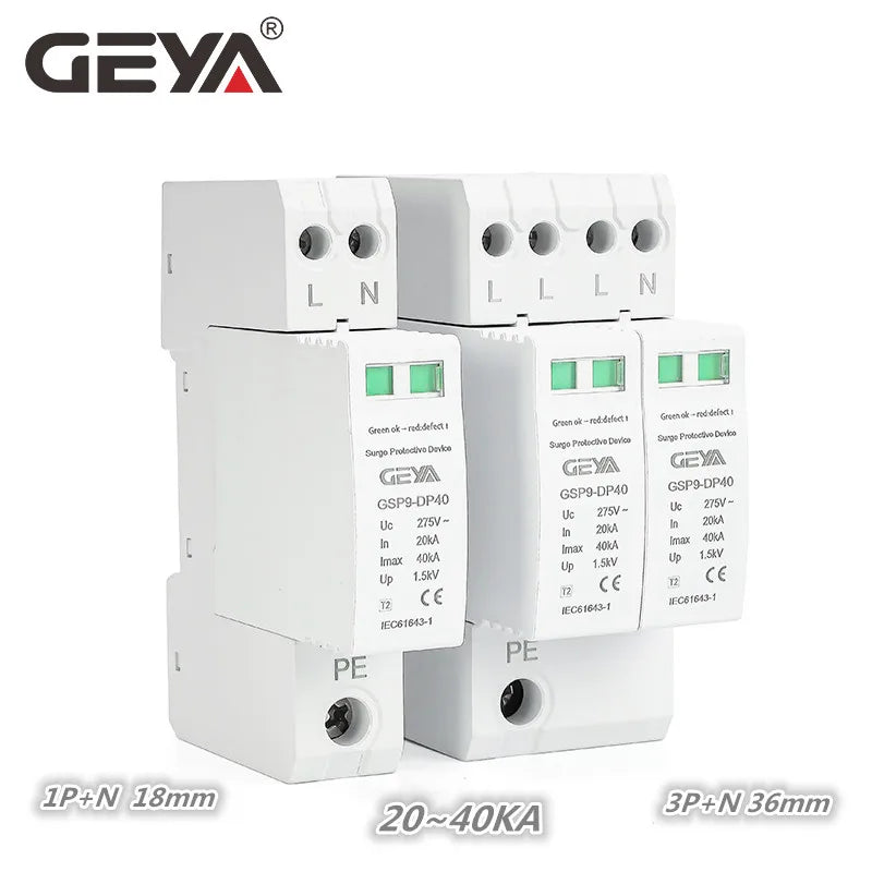 GEYA GSP9 DC Surge Protector PV SPD 600V 1000V 20KA 40KA SPD 2P 3P Surge Protective Device Lightning Protection