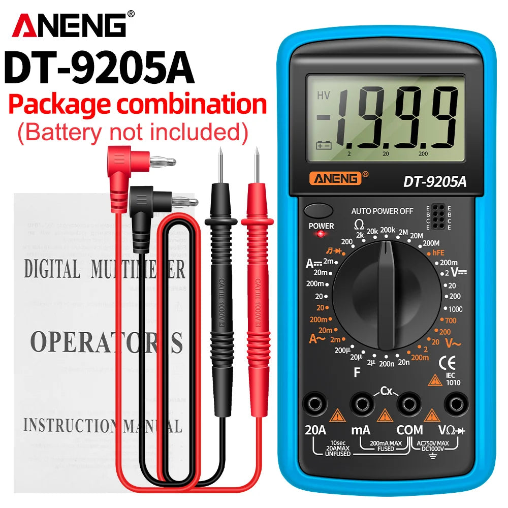 Profesional Digital Multimeter AC/DC Voltage Current Test ANENG Capacitance NCV Resistance Ohm Electrical Test Meter Tools