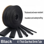 4:1 Double Wall Adhesive Heat Shrink Tubing Black Polyolefin Glue Lined Tube Waterproof Wire Cable Protective Sleeve Dia 4-52mm