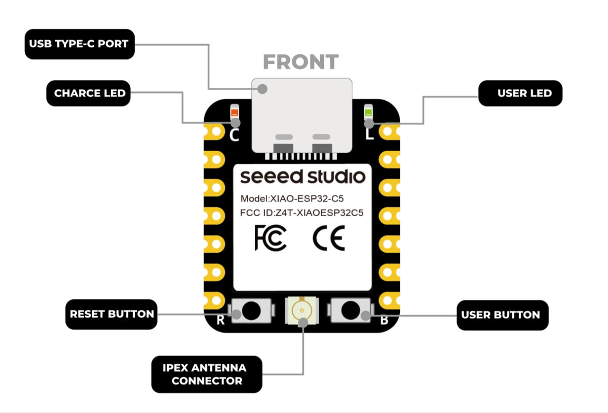 seeed XIAO ESP32-C3/C5/C6/S3 optional Mini Development Board Module 2.4GHz WiFi,BlE 5.0,for Arduino IoT Intelligent system