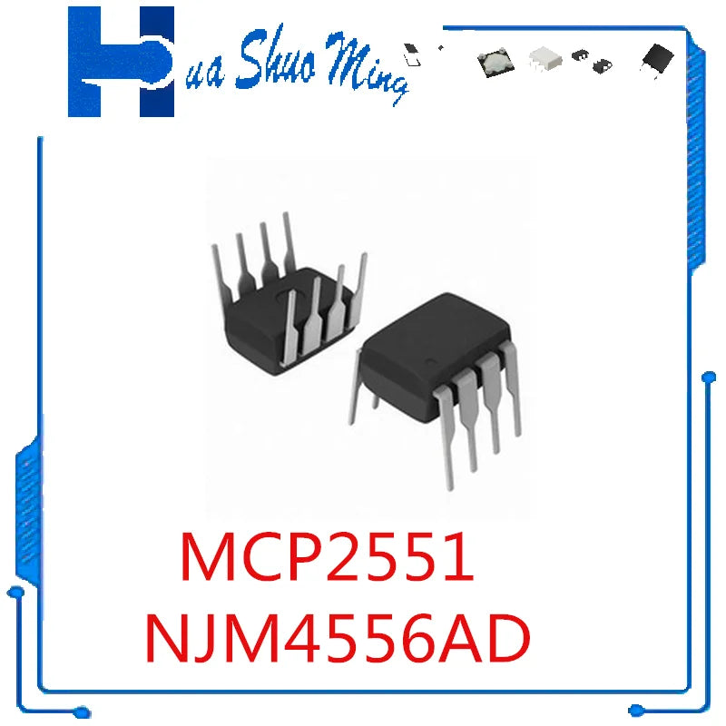 10Pcs/Lot MCP2551-I/P MCP2551 NJM4556AD,JRC4556AD DIP-8