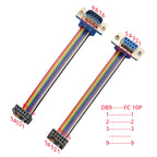 D-Sub DB9 9 Pin Male / Female Connector to FC-10P IDC Female 2.54mm 10 Pin Rainbow / Multicolor Flat Ribbon Cable to DIDC 9P