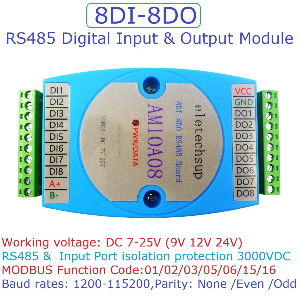 DC 12V 24V 8DI-8DO 16DI 16DO RS485 Isolated Communication Digital NPN PNP Input and Output MODBUS RTU PLC Expansion Board