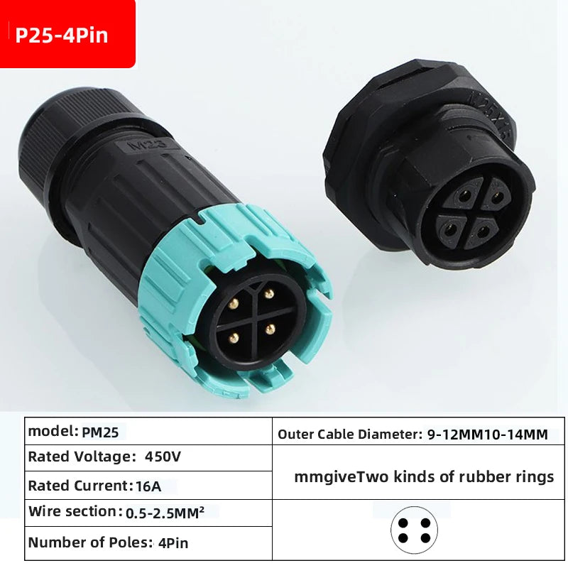 P23 quick connection waterproof connector IP68 waterproof connector male and female aviation plug LED adapter cable connection