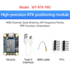 WITMOTION UM982 GNSS Receiver RTK Module ZED-F9P UM980 Sensor GPS BDS GLONASS /Galileo For High Accuracy Drones Positioning