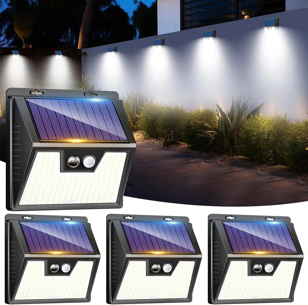 Solar Lights Outdoor Garden, 176 LED Ultra Bright Security Lights Motion Sensor, 3 Modes Waterproof Solar Powered Wall  Lights