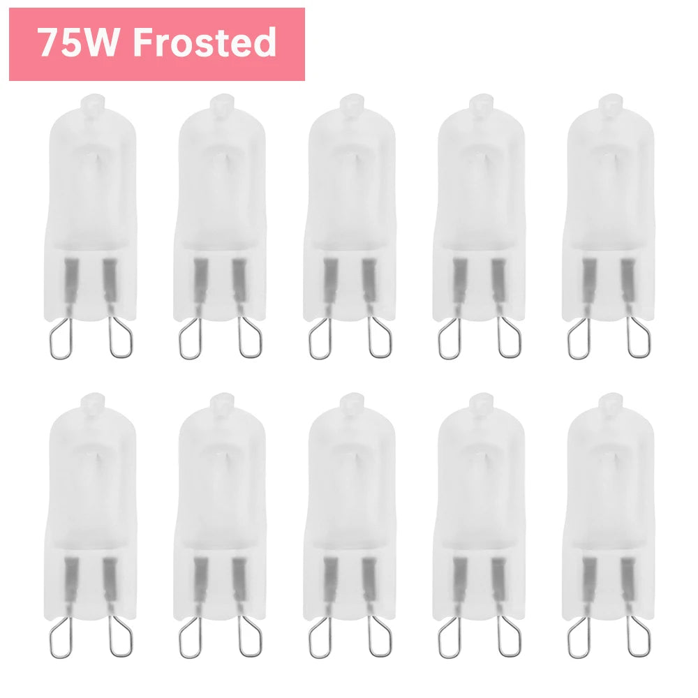 10pcs G9 25W 40W 60W Halogen Light Bulbs 2 Pin Base Warm White Small Bulb Lamps for Chandeliers / Cabinet Clear Frosted Lights