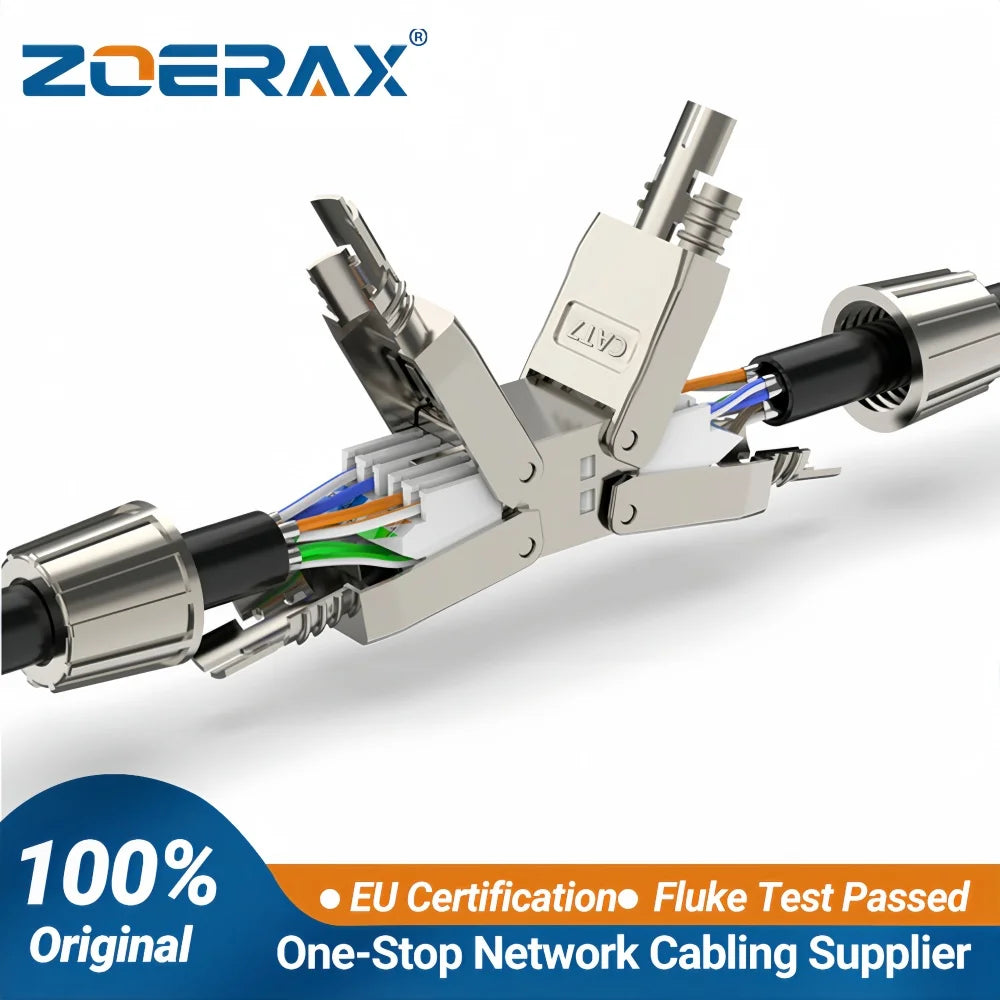 ZoeRax Cat6A Cat7 Cable Extender Junction Adapter Connection Box RJ45 Lan Cable Extension Connector Full Shielded Toolless