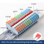 JINH CMK420 One-Flip Lever DIN Rail Terminal Push-in Wire Release Compact Conductor Block Orange Option for Electronics