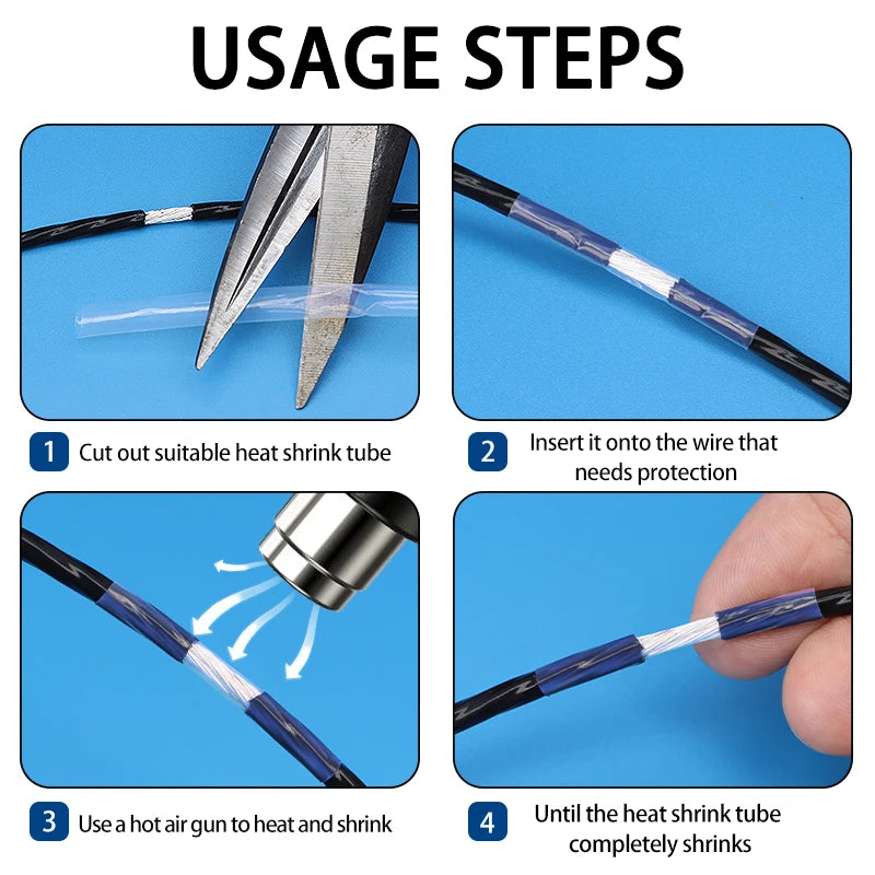 1/5m 1.7:1 Transparent Heat Shrinkable Sheath PTFE 0.5mm ~ 12mm 260℃ 600V High Temperature Pipe Shrink Tubing For Wires