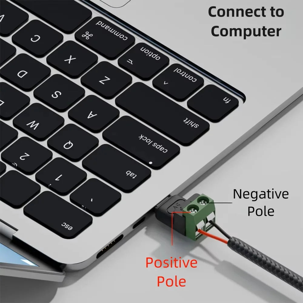 Type C/Micro Female To 2 Pin Terminal Block Solderless Charging Connector 5V USB C Screw Terminal Solderless Plug OTG Adapter
