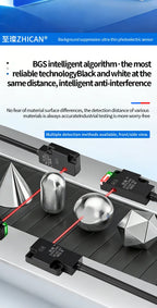 ZHICAN ZC3T Miniature Flat Photoelectric Sensor Front Side View Through Beam Diffuse Reflective