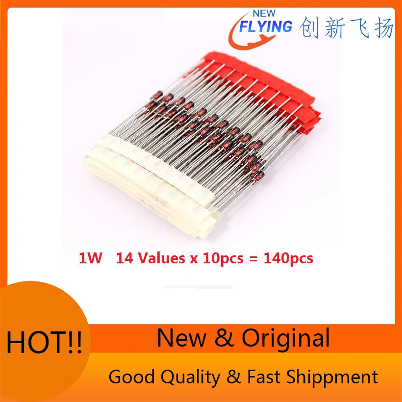 3.3V-30V 14Values*10pcs=140pcs 1W Zener Diode Kit 1N4728A 1N4732A 1N4733A 1N4735A 1N4736A 1N4738A 1N4740A 1N4742A 1N4744A 1N4745