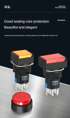 16mm LED Illuminuted Push Button Switch 12/24/220V Momentary Self-locking on Off with Light Square Round Rectangle Power Switch