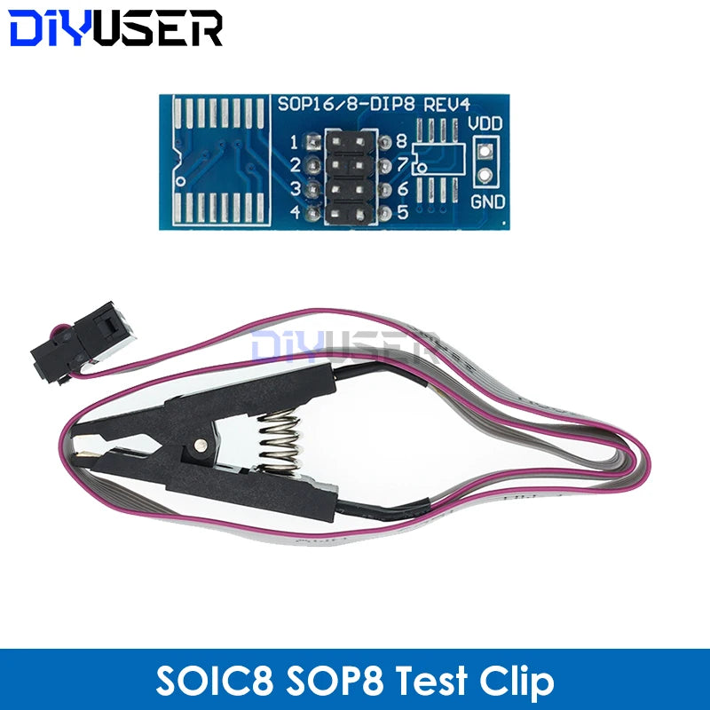 CH341A CH341B  24 25 Series EEPROM Flash BIOS USB CH341B Programmer Module  SOP8 Test Clip For EEPROM 93CXX / 25CXX / 24CXX