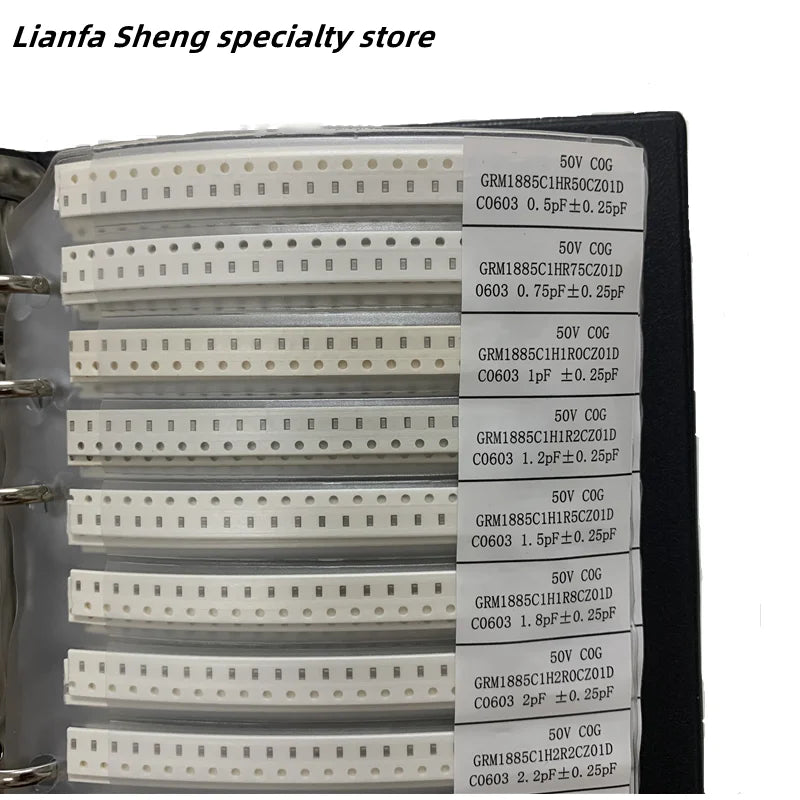 Capacitors Kit SMD  Capacitor Sample Book 01005  0201 0402 0603 0805 1206 Chip Assortment Pack 51/80/90/92values 25 50 pcs