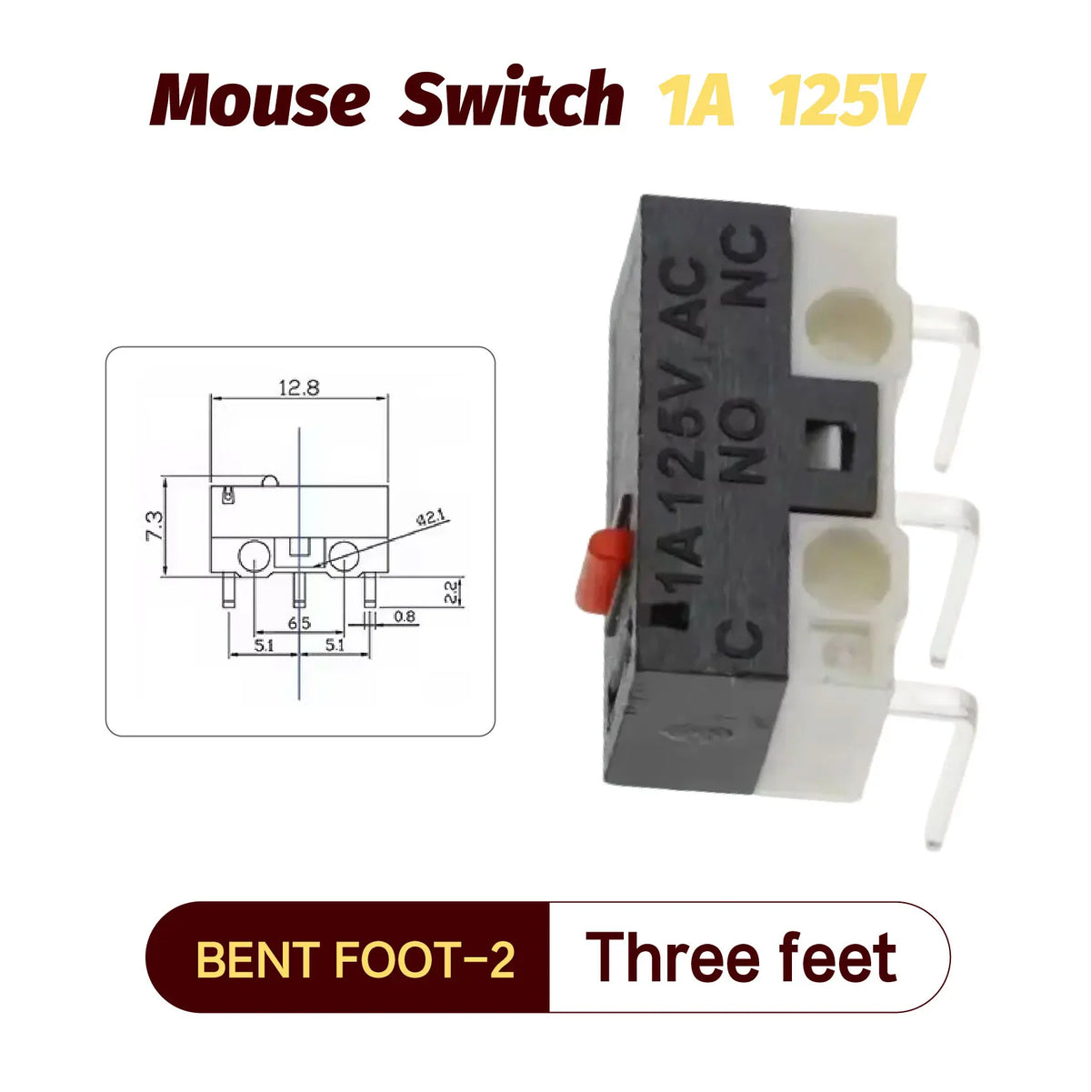 20/100/1000Pcs Micro Limit Switch Momentary Push Button Switch 1A 125V 3Pins SPDT Mouse Switch