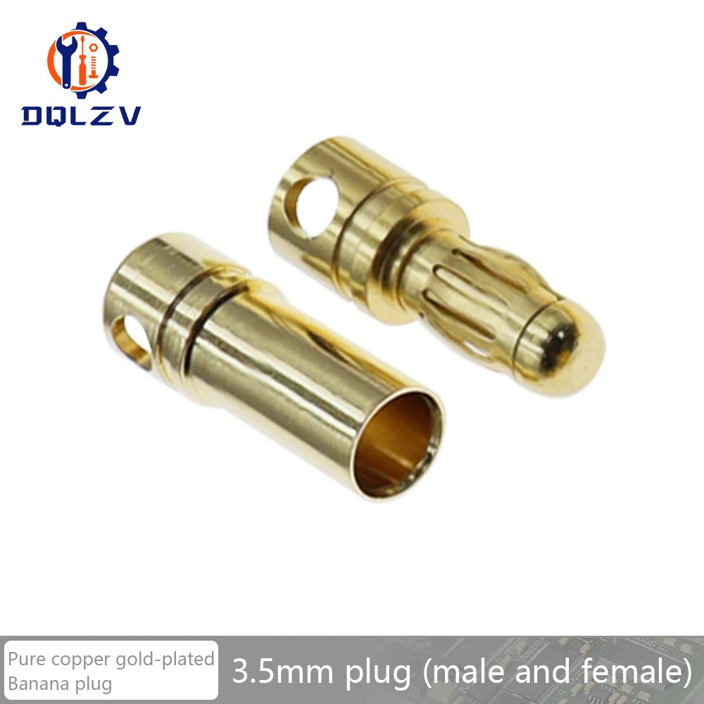 2.0mm 3.0mm 3.5mm 4.0mm 5.5mm 6.0mm 8.0MM Gold Bullet Banana Connector plug for ESC Lipo RC battery Plugs