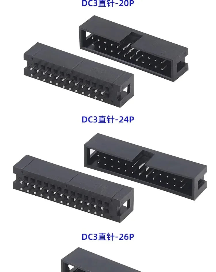 10Pcs Pitch 1.27mm 2.0mm 2.54mm Male Socket Straight IDC Box Headers PCB CONNECTOR DOUBLE ROW DC3 HEADER DIP 6/10/20/26/34/40Pin