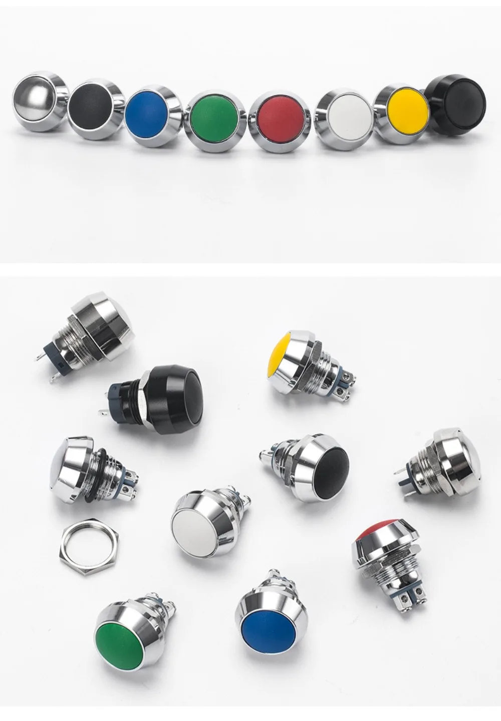 12mm Ball Round Head Metal Push Button Switch Waterproof Reset Self Locking Screw Welding Feet 3A Car Auto Horn Door Bell Swtich
