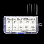 100PCS 10Values*10PCS 50K 100K NTC Thermistor Thermal Resistor Kit MF52 NTC-MF52AT 1K 2K 3K 4.7K 5K 10K 20K 47K 5% 3950B
