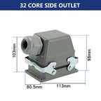 Rectangular Heavy Duty Connectors HDC HE 4 6 8 10 16 20 24 32 48 Core Pin 16A Waterproof Aviation Plug Top Side Line Connector