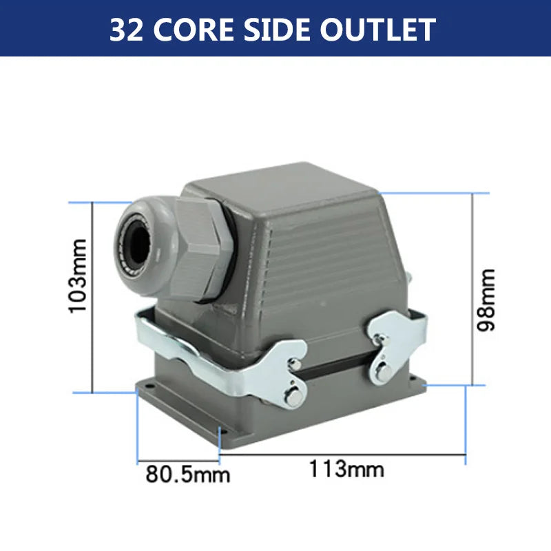 Rectangular Heavy Duty Connectors HDC HE 4 6 8 10 16 20 24 32 48 Core Pin 16A Waterproof Aviation Plug Top Side Line Connector
