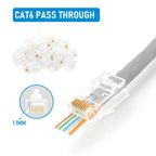 Cat6 CAT6A Pass Through RJ45 Modular Plug Network Connectors UTP Gold-Plated 1.1mm Hole End for Ethernet Cable