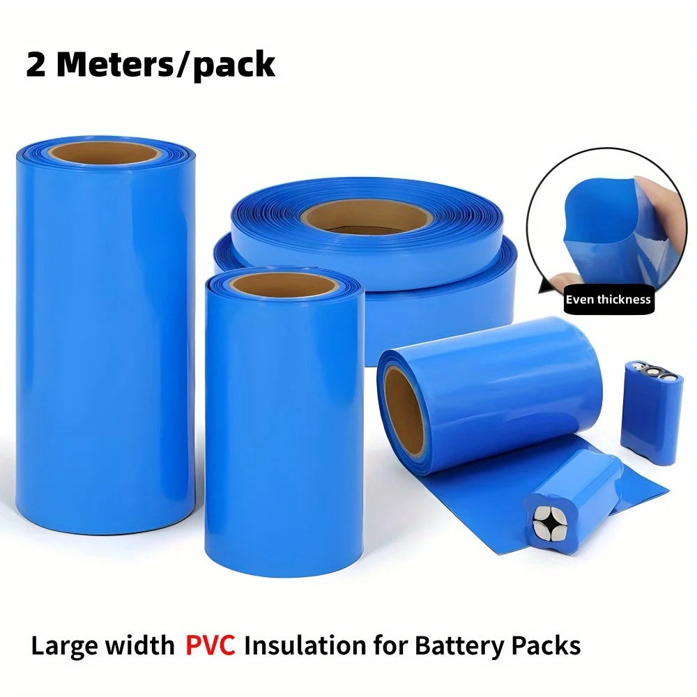 2m/pack 18650 Lipo Battery PVC Heat Shrink Tube Pack 25mm ~ 300mm Width Insulated Film Wrap Lithium Case Cable Sleeve Blue