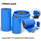 2m/pack 18650 Lipo Battery PVC Heat Shrink Tube Pack 25mm ~ 300mm Width Insulated Film Wrap Lithium Case Cable Sleeve Blue