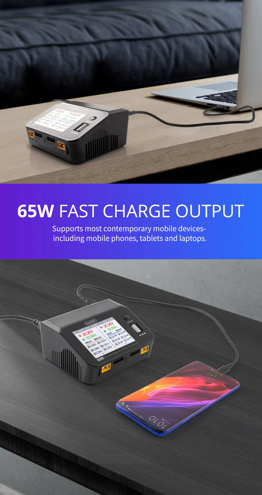 ToolkitRC M6DAC 350W X 2 USB-C 65W AC/DC Dual Smart Charger Discharger for 1-6S Lipo LiHV Lion NiMh Pb Battery with 15A Balance