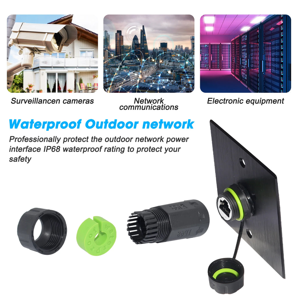 YXY RJ45 Docking Connector Ethernet Network Panel Mount Waterproof IP68 Header Outdoor Broadband Network Cable Extender