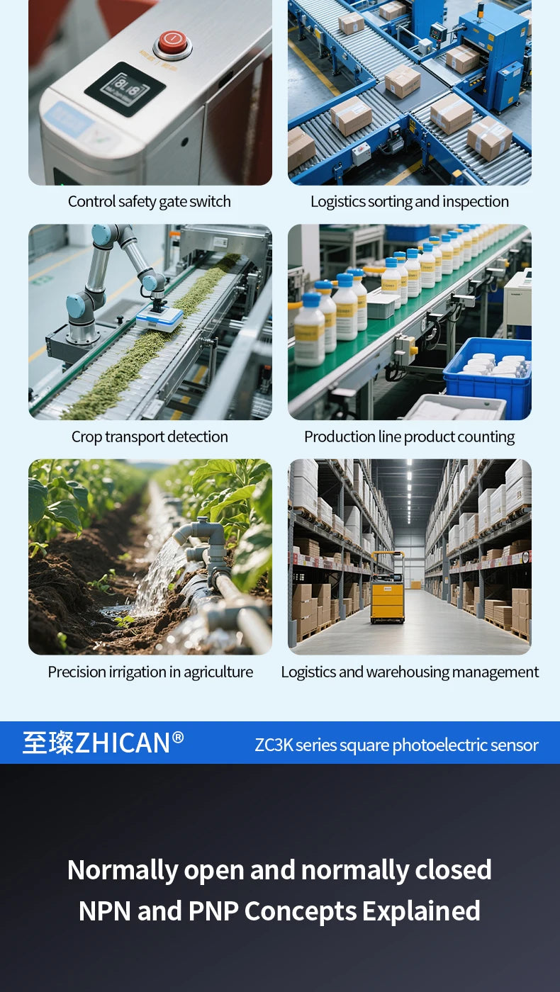 Zhican Zc3K Long Range Photoelectric Sensor 0.1-30m through Beam Retro Reflective Diffuse Reflective Switch