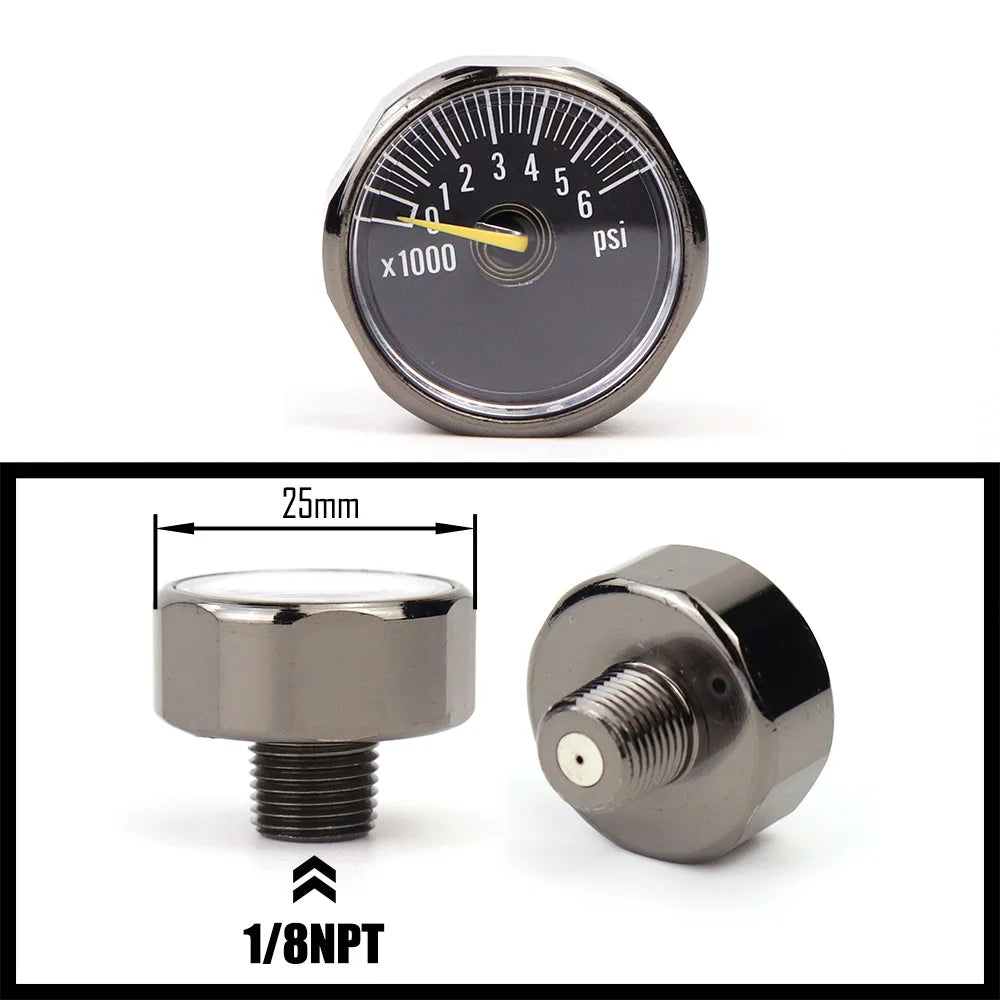 Air Mini Micro Pressure Gauge Manometre Manometer | Thread 1/8BSP(G1/8) 1/8NPT M10 M8 | 30PSI 300PSI 5000PSI 6000PSI 350BAR
