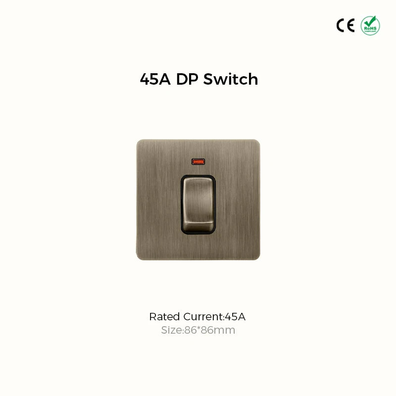 Avoir Bronze Brushed Toggle Switch 1-4 Gang 2 Way Metal Lever Wall Light Switches Standard Plug Adapter Electric Socket With Usb