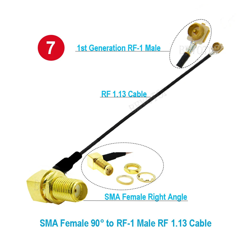 10PCS RF1.13 Cable Connector SMA Male/Female to u.FL/IPX-1 Male Plug WIFI Antenna Jumper RG113 Pigtail for Electronics