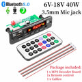 Bluetooth 5.0 MP3 Decoder Board 2*20W 40W Amplifier Audio Player 12V DIY MP3 Player Car FM Radio Module TF USB Mic Record Call