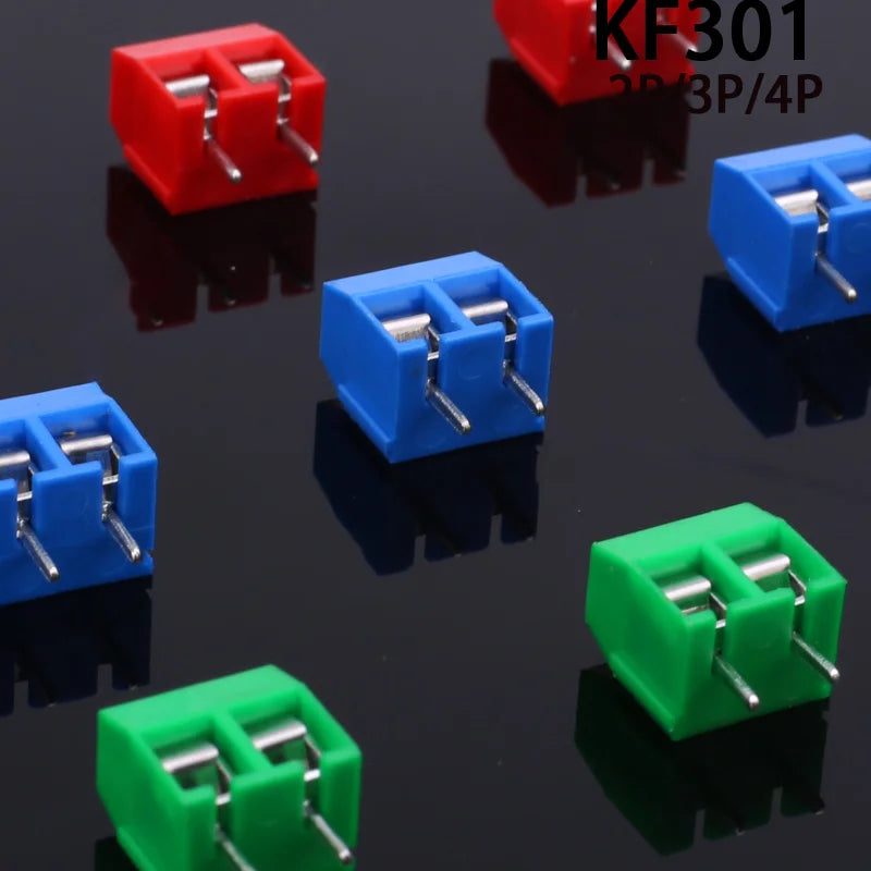 10/20/50Pcs/lot KF301-5.0-2P KF301-3P KF301-4P Pitch 5.0mm Straight Pin 2P 3P Screw PCB Terminal Block Connector Blue Green