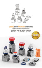 LANBOO 2/3 Gear Key Head Push Button Knob Switch Latching 1NO1NC with Lamp Green Blue 9-24V 110V 220V