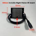 Invisible 940nm 48 LED Array IR Illuminator Lamp Board Light IR Sensor 30ft Range 90deg 12V DC Cable for CCTV Security Camera