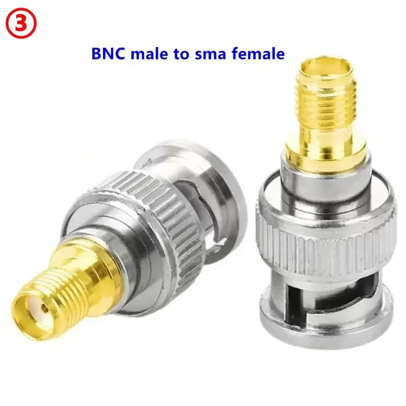2PCS SMA To BNC Q9  Male Female Disc RF Adapter Center Flange&Bulkhead Connector 50ohm Wire Terminals Brass Nickel Plating