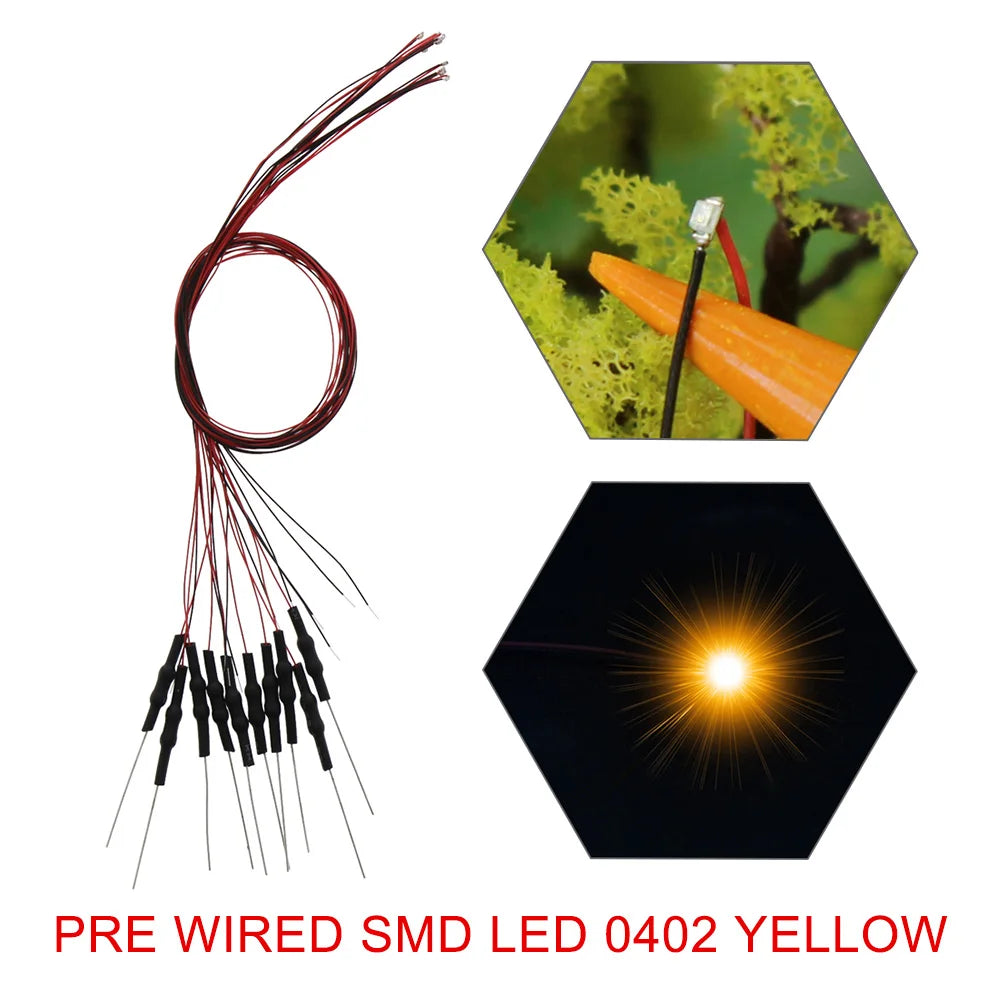 20pcs Pre-wired 20cm Long 30awg Wire SMD LED 0402 0603 0805 Lights Soldered Resistor for 12V White Red Blue Yellow Green